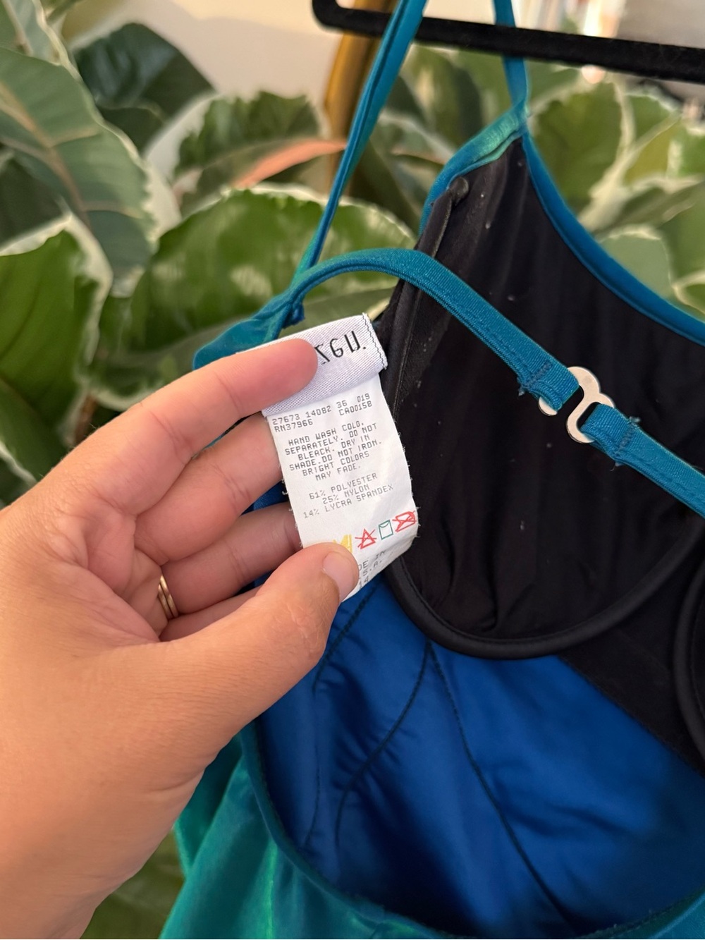 Vintage 90s Jantzen blue & green metallic bathing suit - Picture 7 of 7